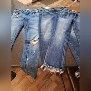 BKE Blue Distressed Ankle Crop Jeans